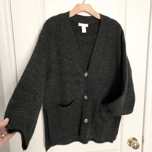 H&M oversize gray warm cardigan buttons v neck xs
